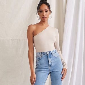BRAND NEW CHOCOLATE BROWN One-Shoulder Bodysuit